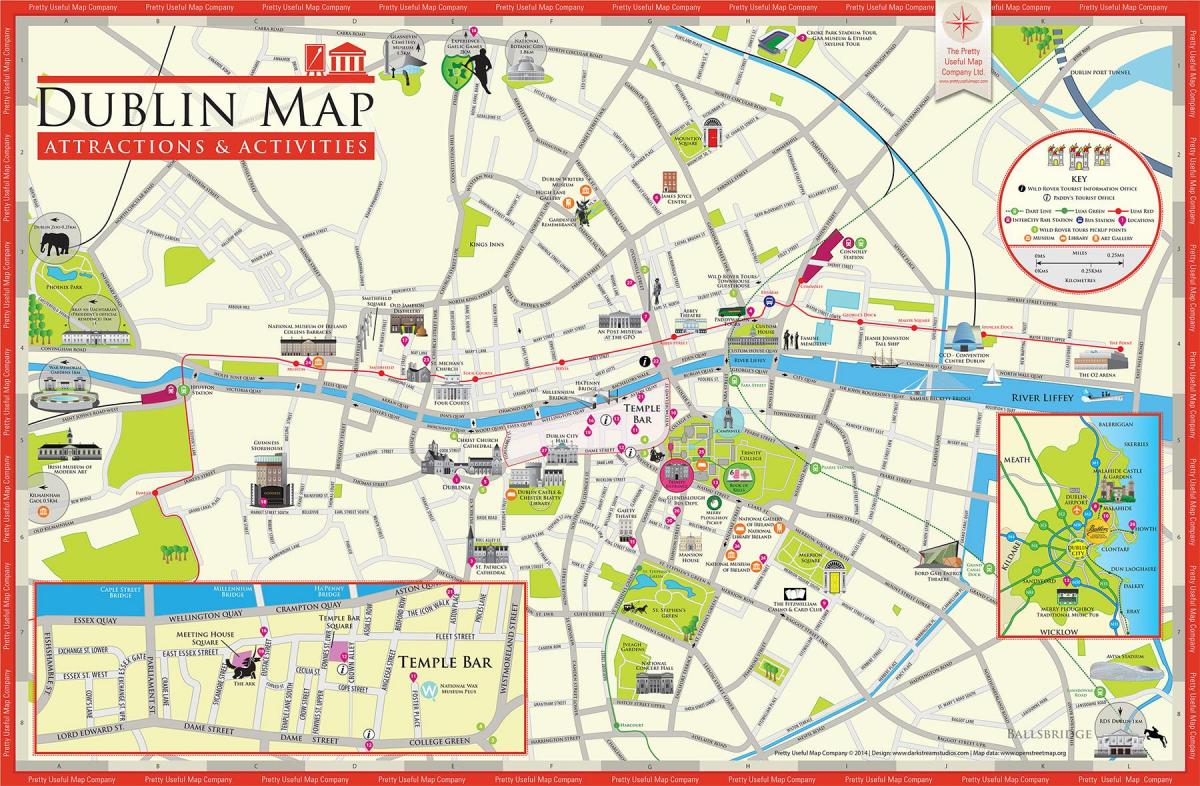 mapa de atrações de Dublin