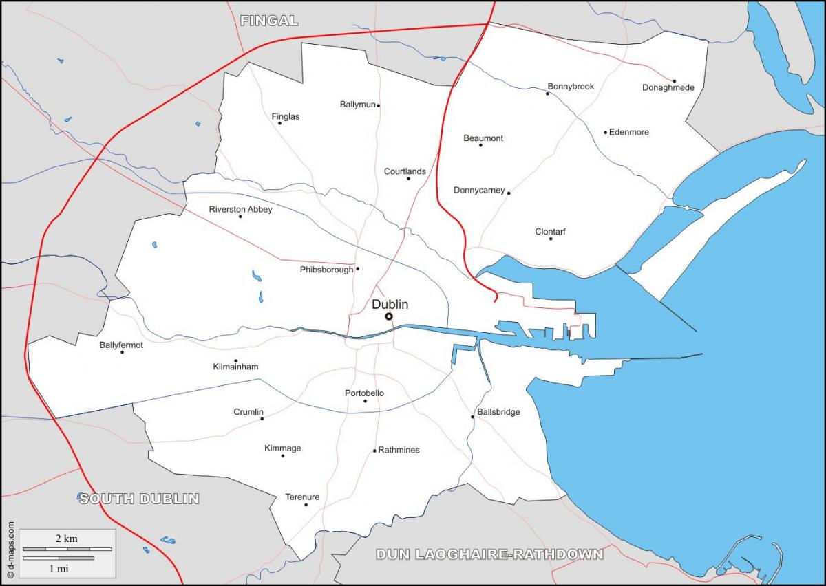 mapa de Dublin bairros