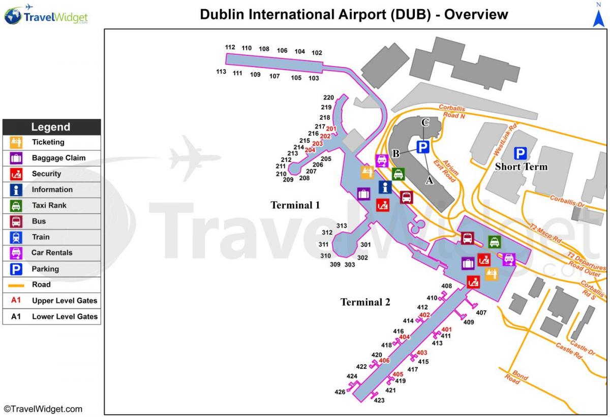 O aeroporto de Dublin parque de estacionamento mapa