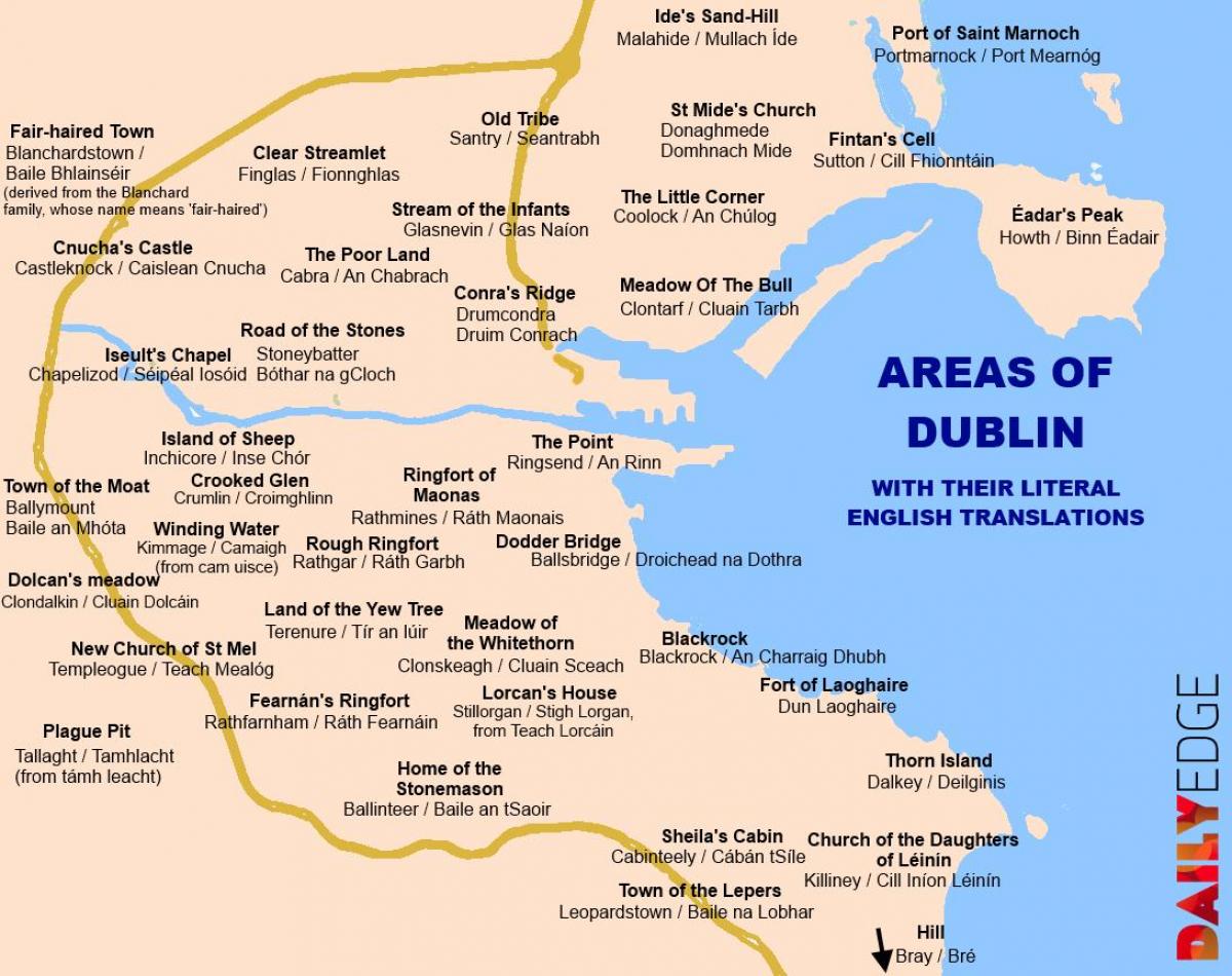 mapa de Dublin subúrbios