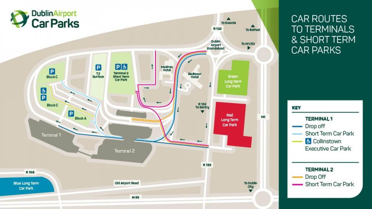 mapa do aeroporto de Dublin terminal 2