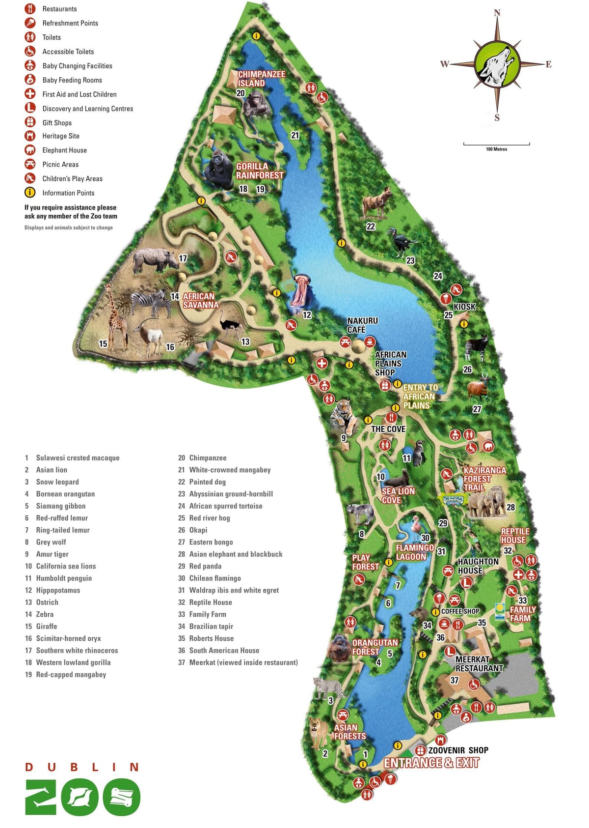mapa do jardim zoológico de Dublin
