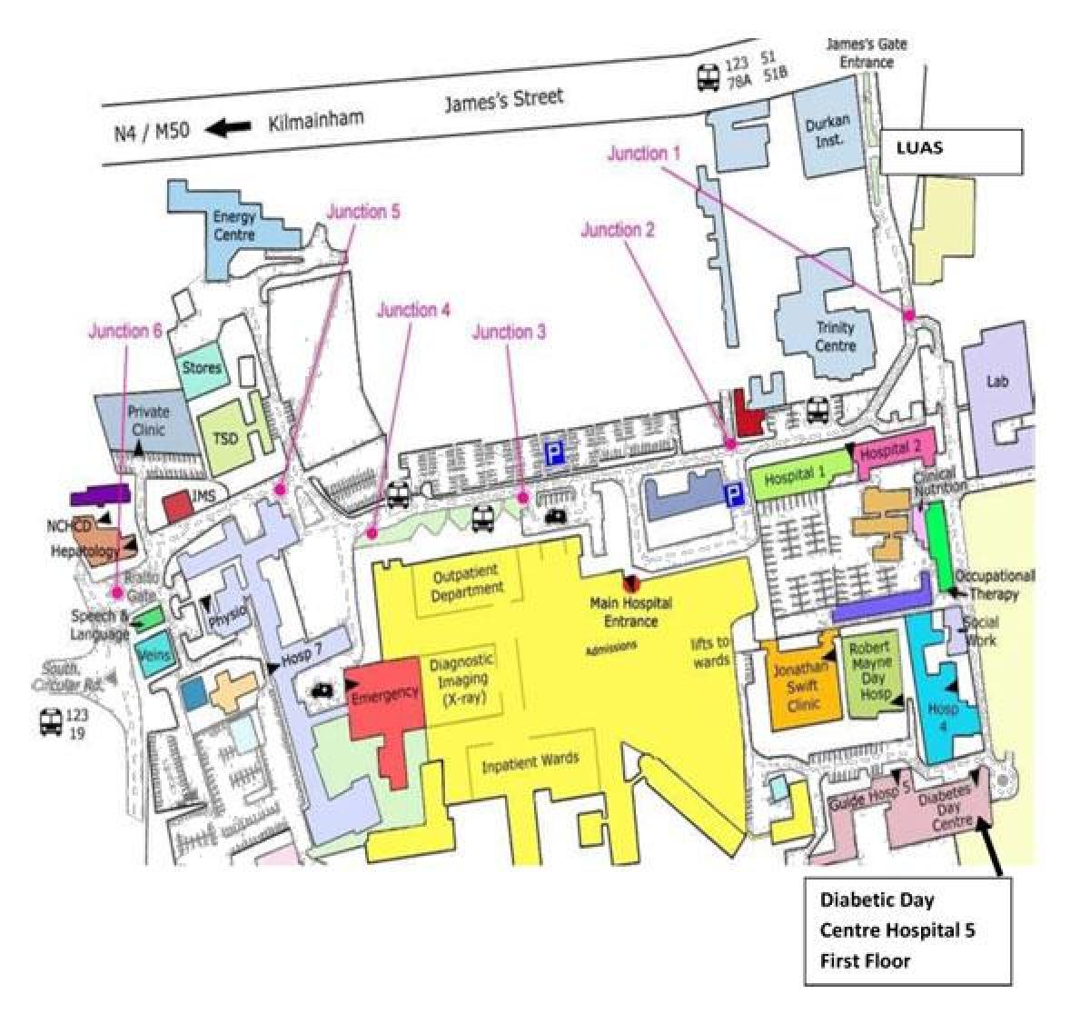 St James hospital mapa de Dublin