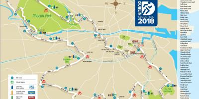A cidade de Dublin maratona mapa de rotas